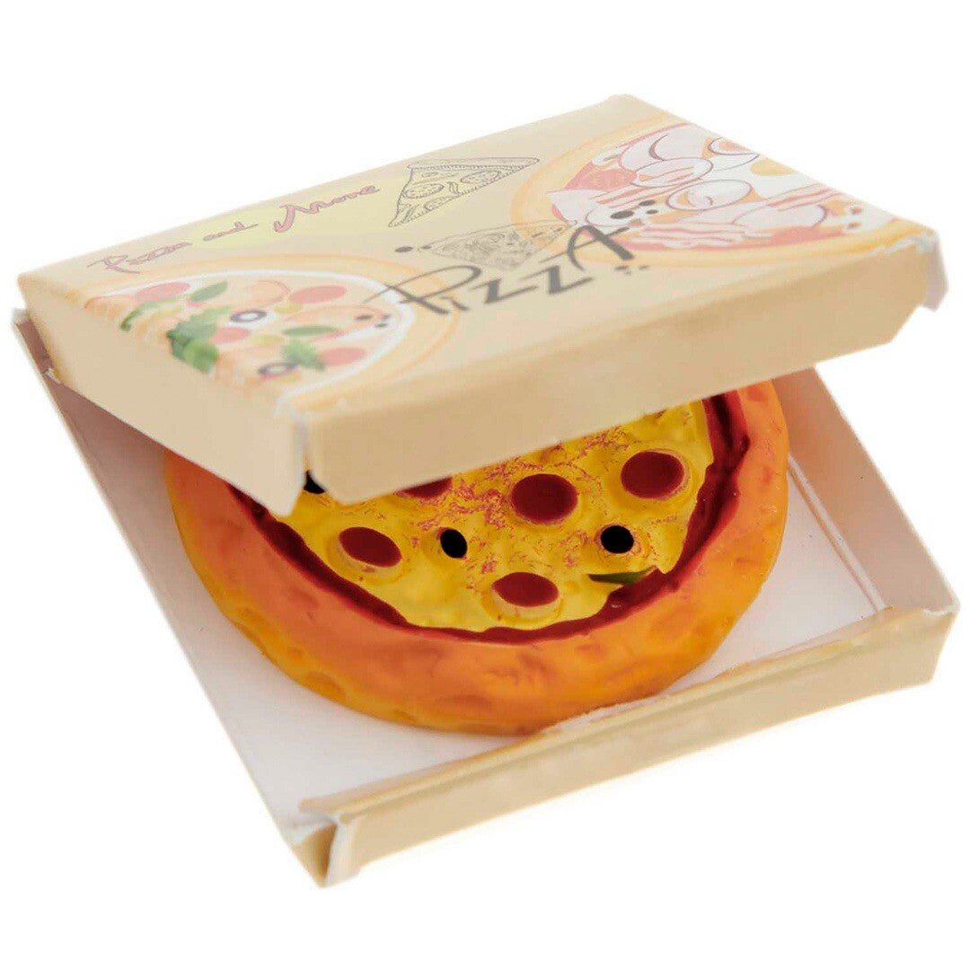 rico design miniatuur speelgoed pizza in een geopende pizzadoos.