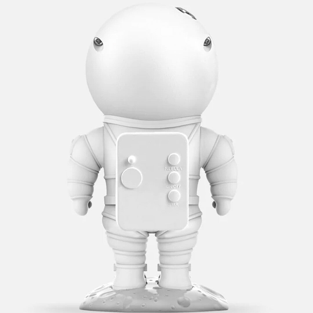 Achterkant van het mob astronaut nachtlampje met bedieningsknoppen voor nevel en sterren.