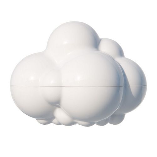 Moluk Pluï regenwolk badspeelgoed, een witte wolk op een witte achtergrond.