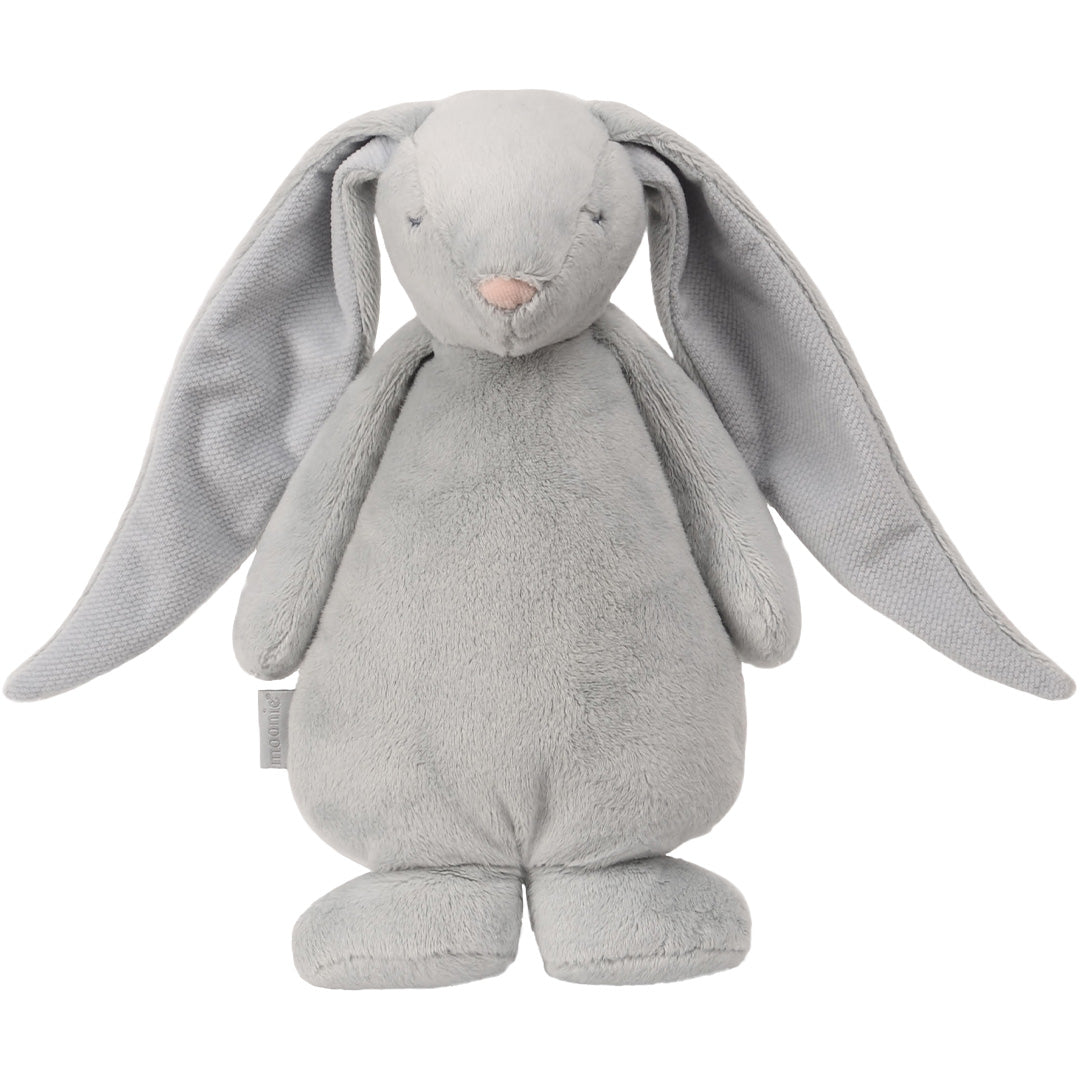 moonie knuffelkonijn in de kleur grijs.