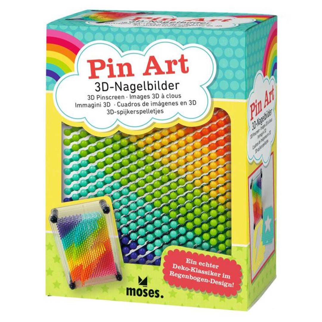 De verpakking van het moses. 3D pin art speelgoed met regenboogthema.