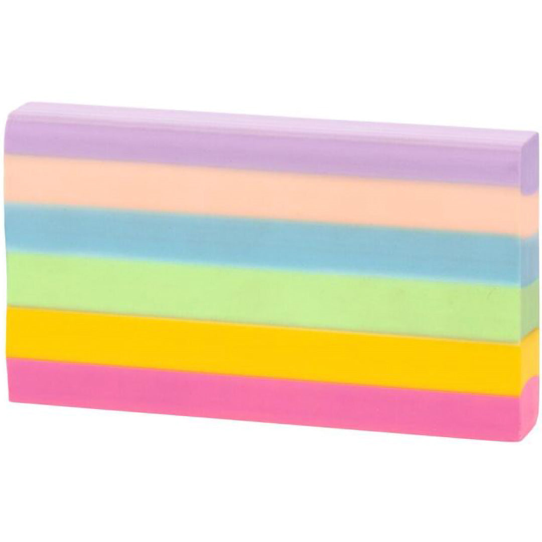 moses. rechthoekige regenboog gum met horizontale pastelkleurige strepen.