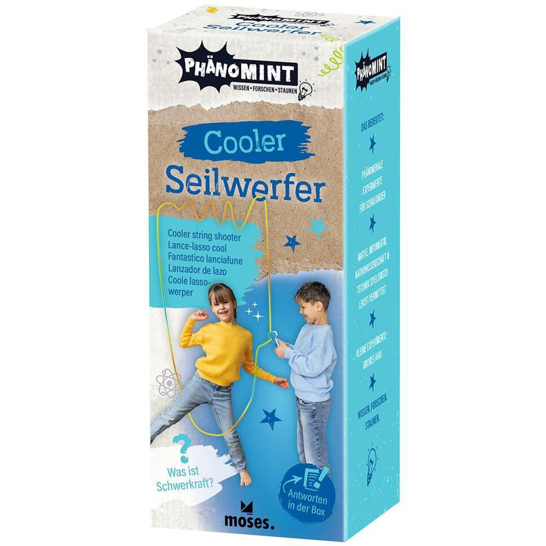 De verpakking van de moses. Cooler Seilwerfer met afbeeldingen van spelende kinderen en Duitse tekst.