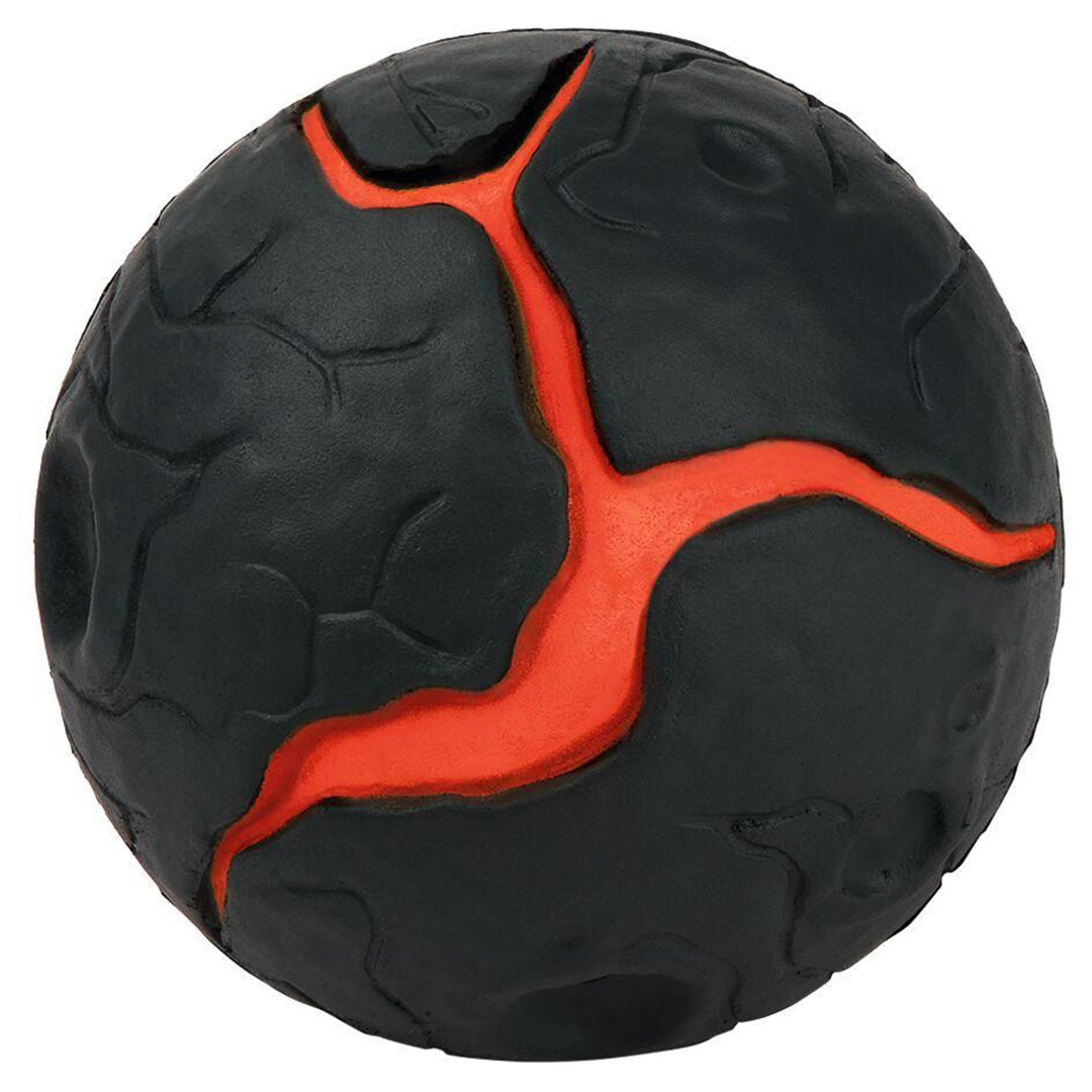 Dino lava stuiterbal met zwarte buitenkant en rode lavacrack.