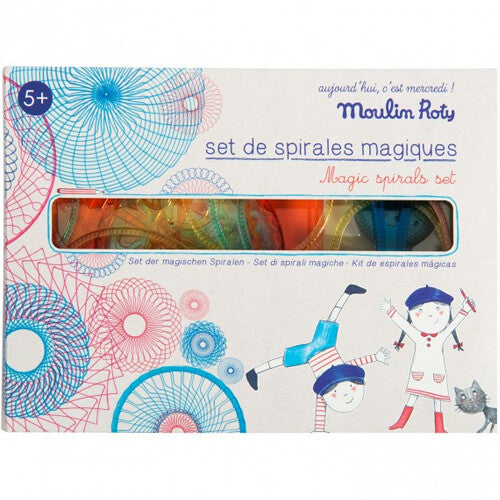 Verpakking van de Moulin Roty 'set de spirales magiques' spin- en spiraalkunstkit.