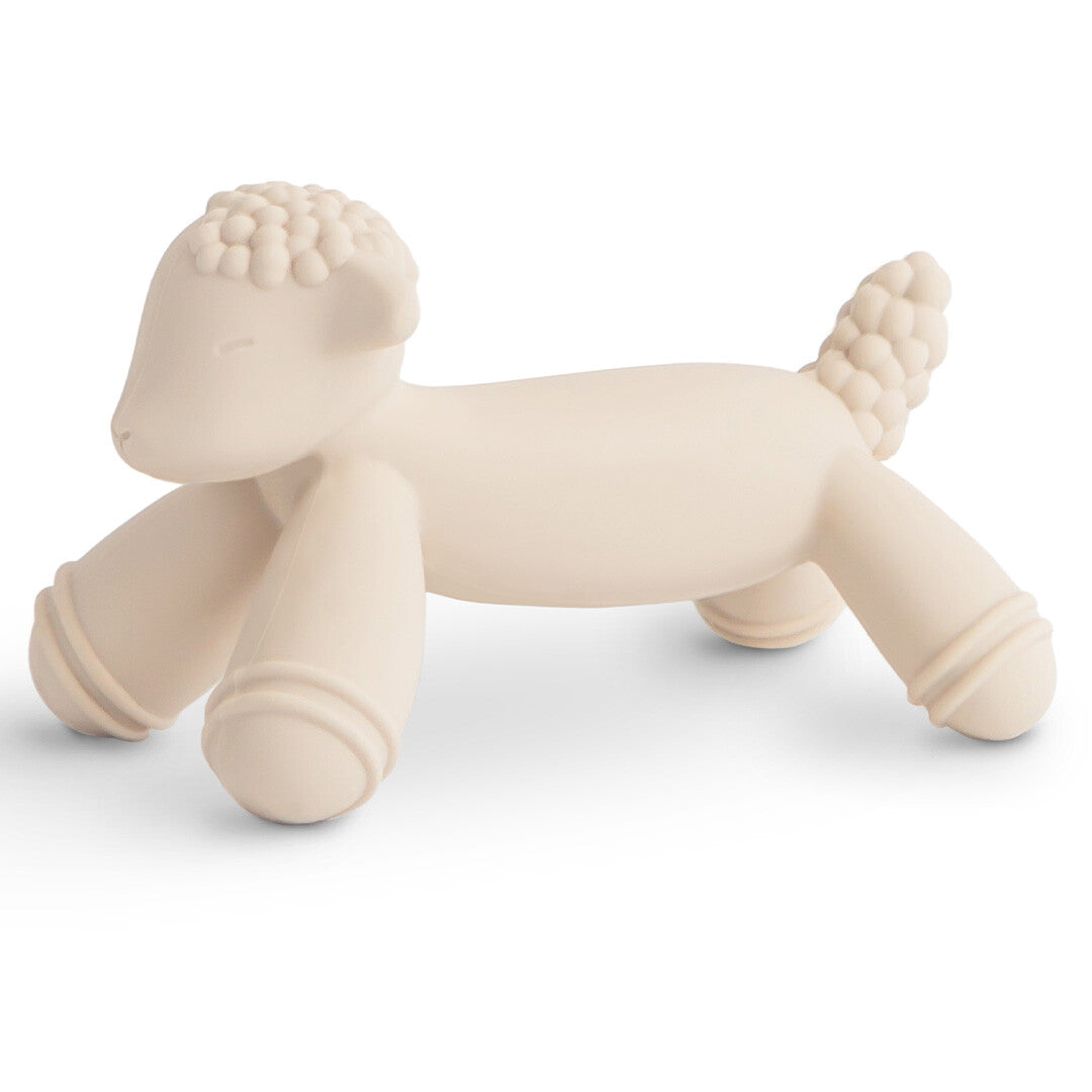 mushie bijtspeelgoed lammetje van beige siliconen.