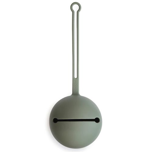 Mushie groen fopspeendoosje met lange lus.
