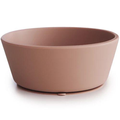 Mushie siliconen kinderkom in blush kleur, schuin van voren gefotografeerd.