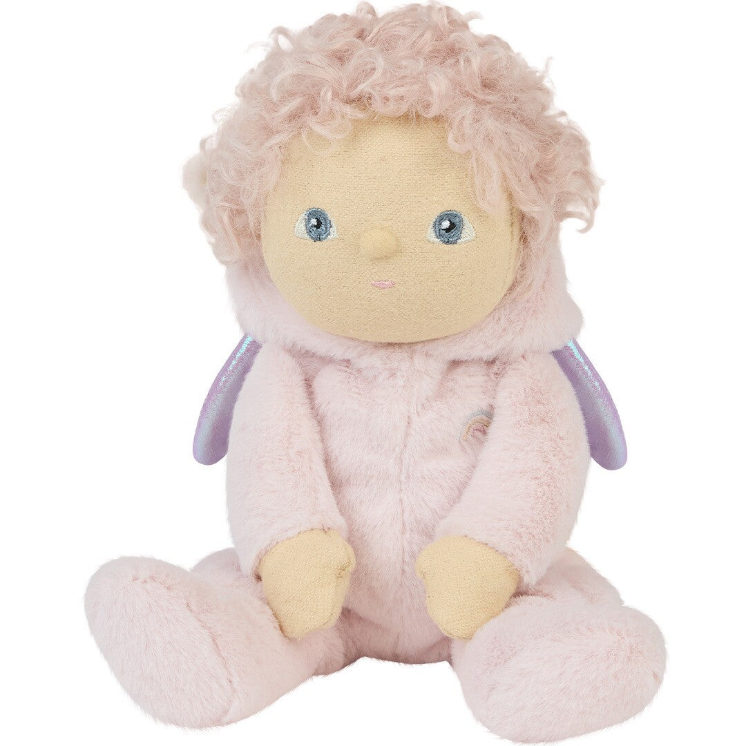 Olli Ella lappenpop Una Unicorn met roze krulhaar en een roze eenhoornpakje.