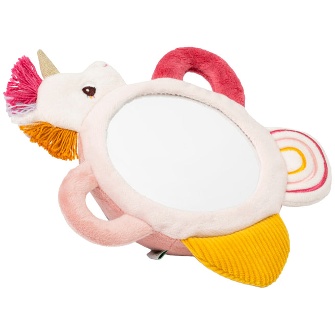 Lilliputiens activiteitenspiegel Lena de eenhoorn, roze met een spiegel in het midden.