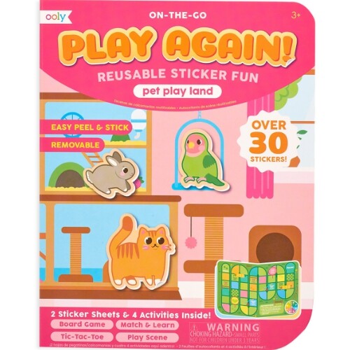De verpakking van de ooly herbruikbare stickerspelletjes met huisdierenthema.