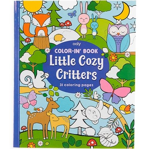 ooly kleurboek 'Little Cozy Critters' met een kleurrijke omslag vol bosdieren.