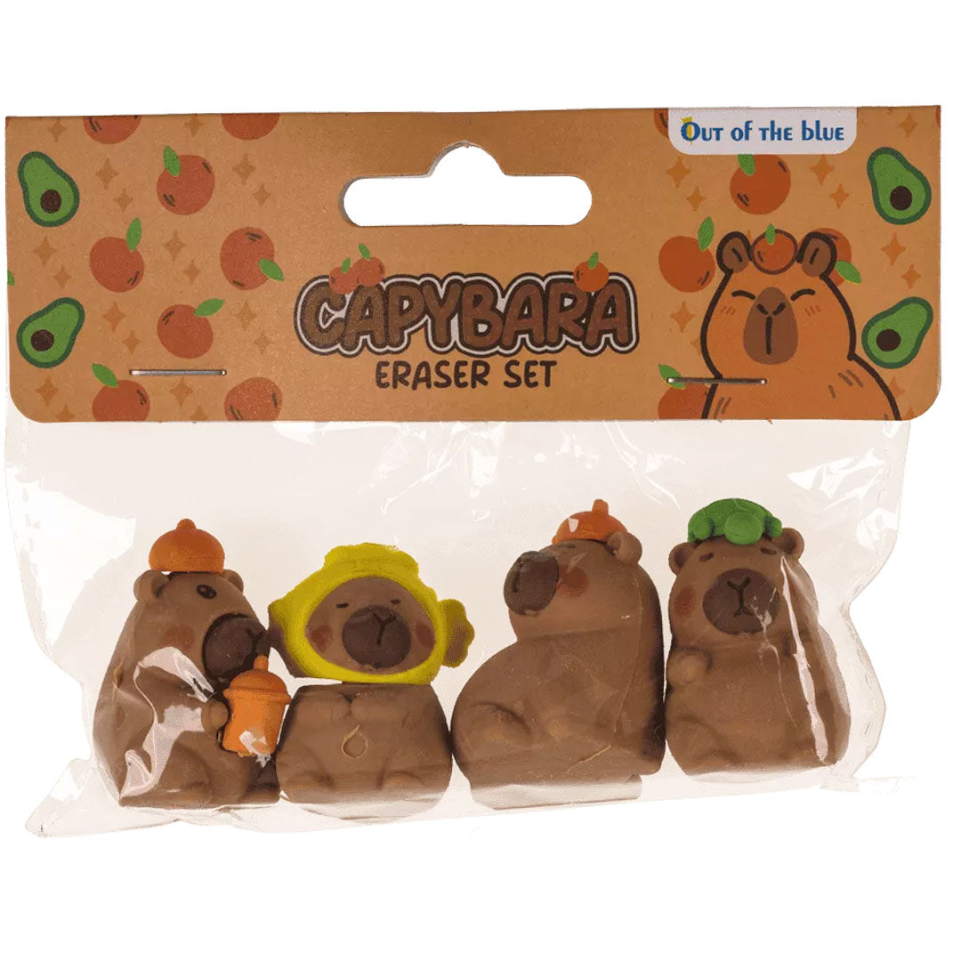 De Out of the blue capybara gummen set van vier in de originele verpakking.