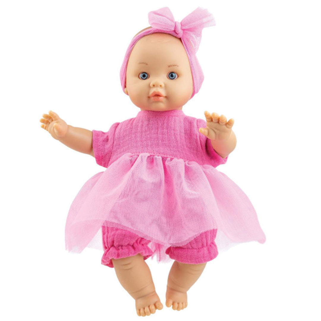 Paola Reina babypop Anita met roze jurkje en hoofdband.