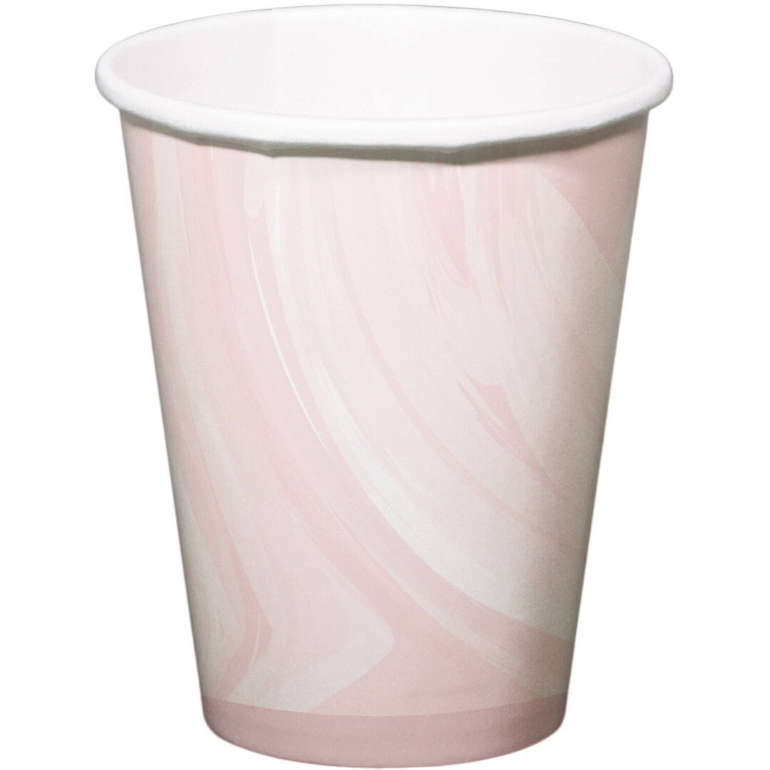 Folat papieren beker met roze marmerpatroon.