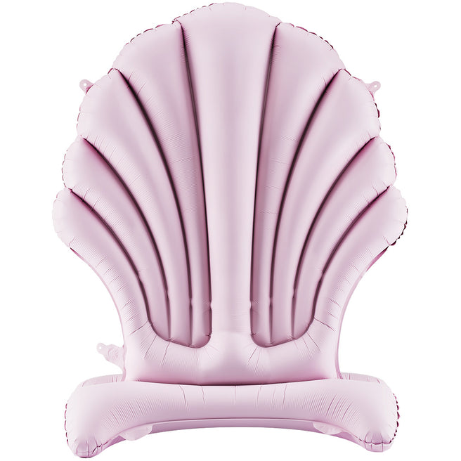 Partydeco roze folieballon in de vorm van een schelp.