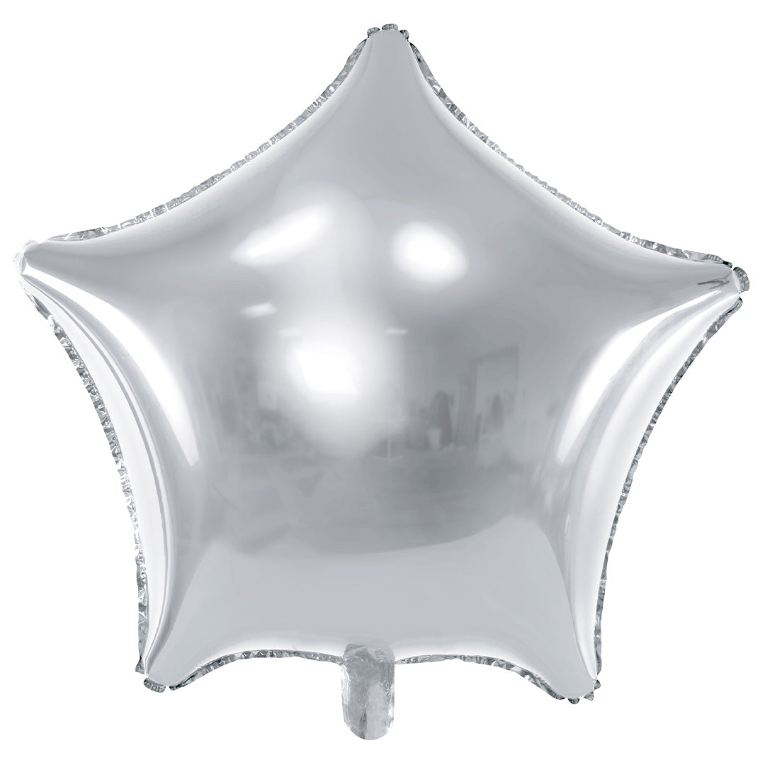 Partydeco zilveren ster folieballon.