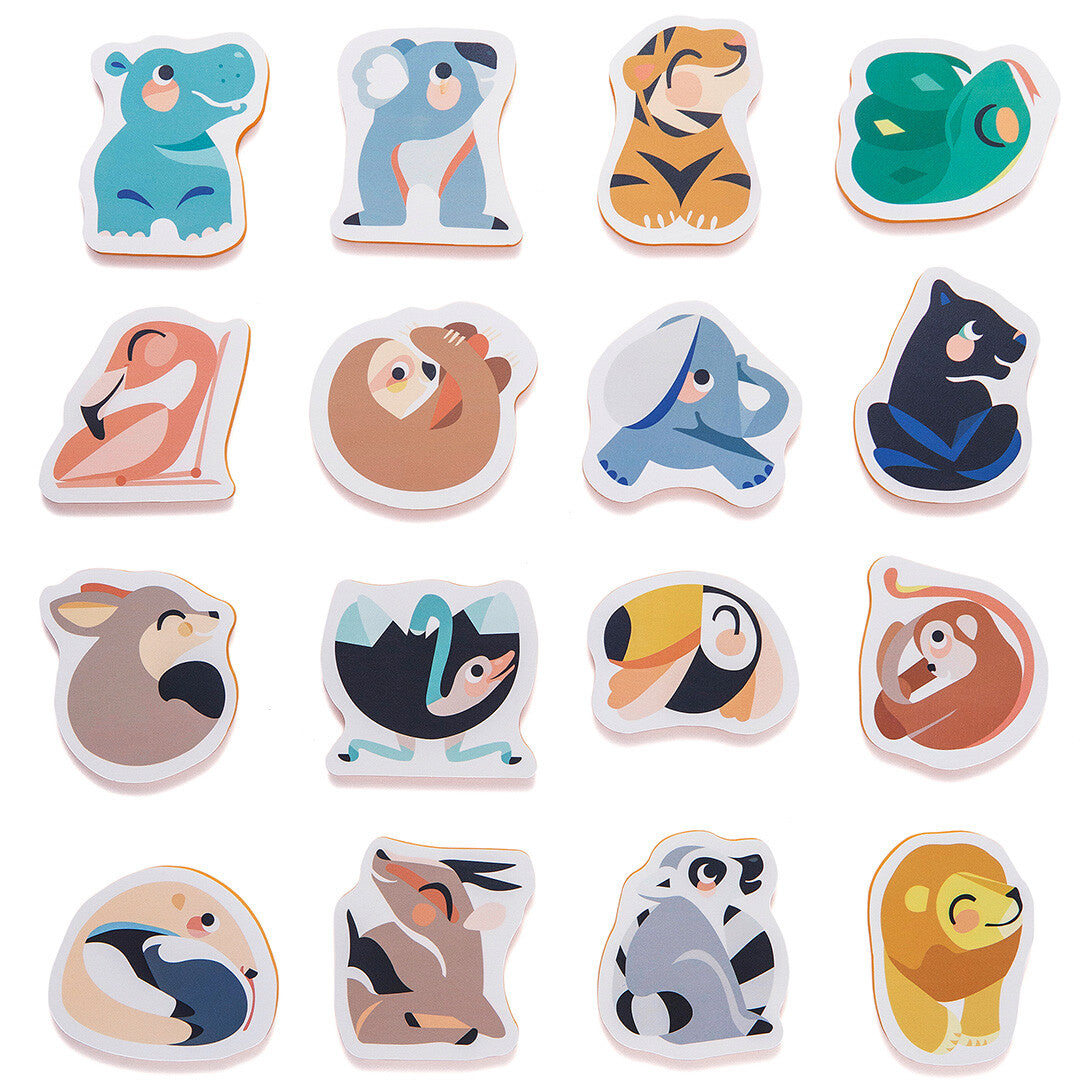 Petit Monkey set van 16 schuimrubberen badfiguren in de vorm van diverse wilde dieren.