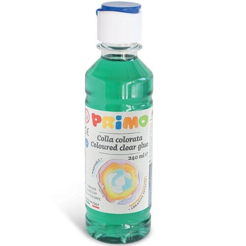 Primo groene gekleurde lijm voor slijm in een fles van 240 ml.