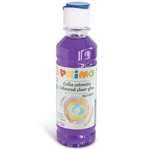 Primo paarse gekleurde lijm voor slijm in een fles van 240 ml.