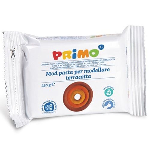 Verpakking van Primo luchtdrogende modelleerklei in terracotta kleur, 250 gram.