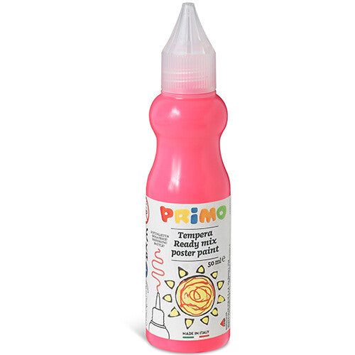 Primo fluorroze plakkaatverf in een knijpflesje.
