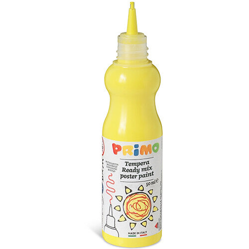 Primo gele plakkaatverf in een knijpflesje.