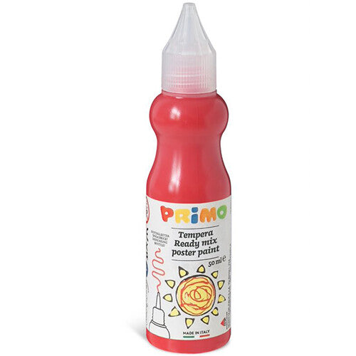 Primo rode tempera posterverf in een knijpflesje van 50 ml.
