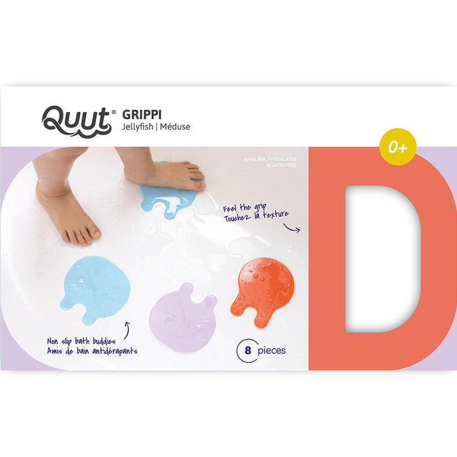 Verpakking van de Quut Grippi antislip badmatjes in de vorm van kwallen.