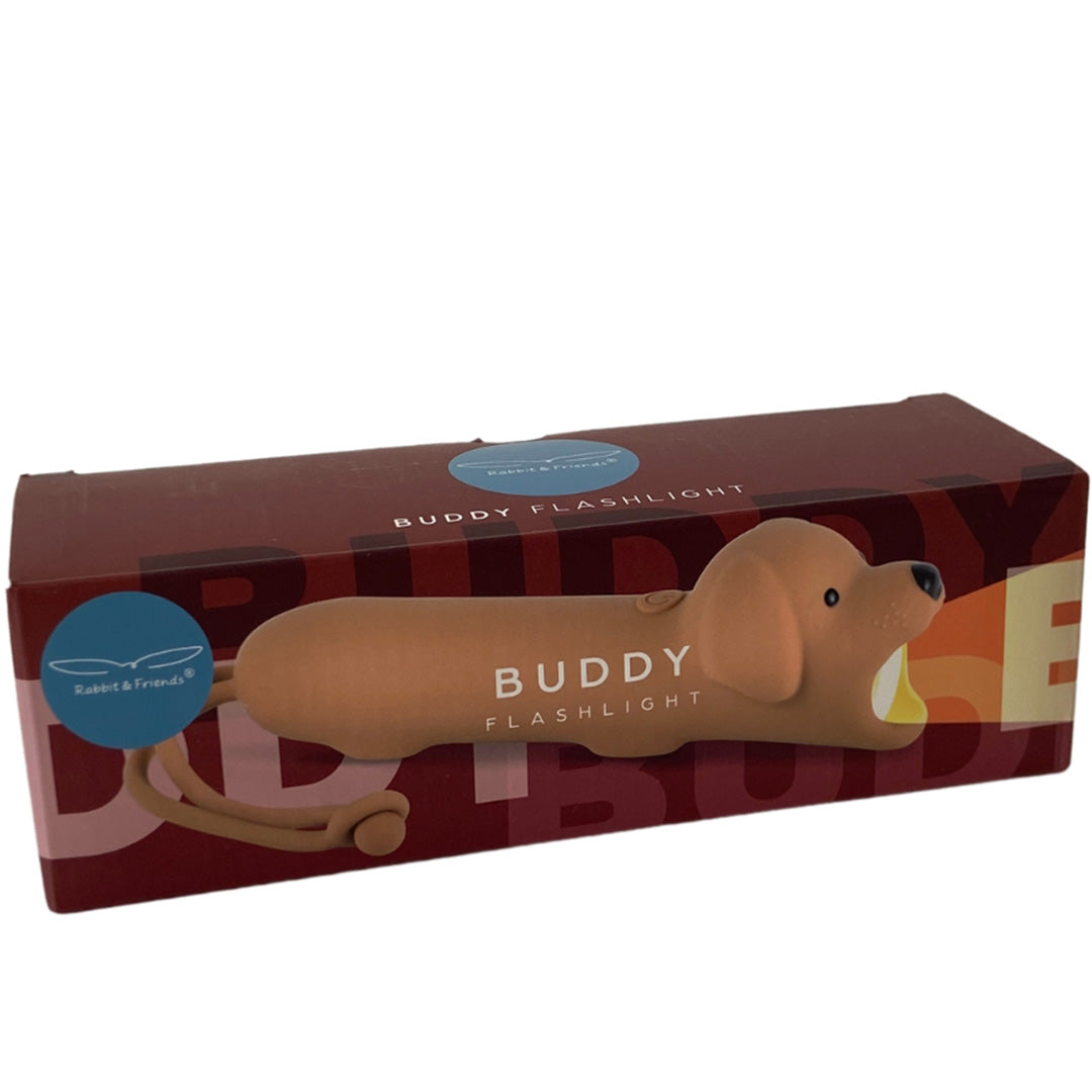 De Rabbit & Friends hond zaklamp in de productverpakking.
