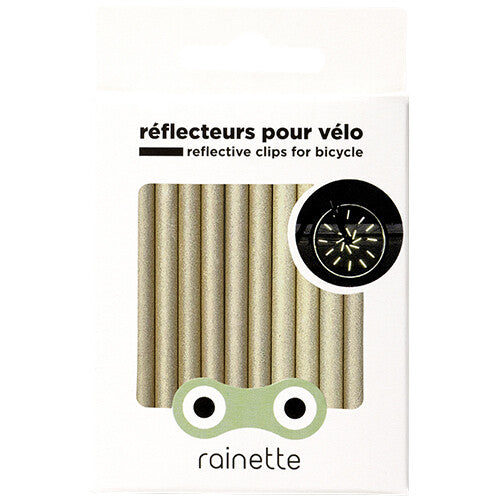 Verpakking van Rainette gouden spaakreflectoren voor fietsen.