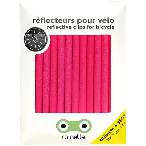 Verpakking van Rainette roze spaakreflectoren voor fietsen.