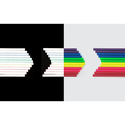 Infographic van rainette spaakreflectoren die het reflecterende effect en de regenboogkleuren toont.