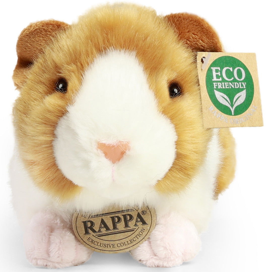 Rappa pluchen cavia knuffel, bruin en wit, recht van voren.