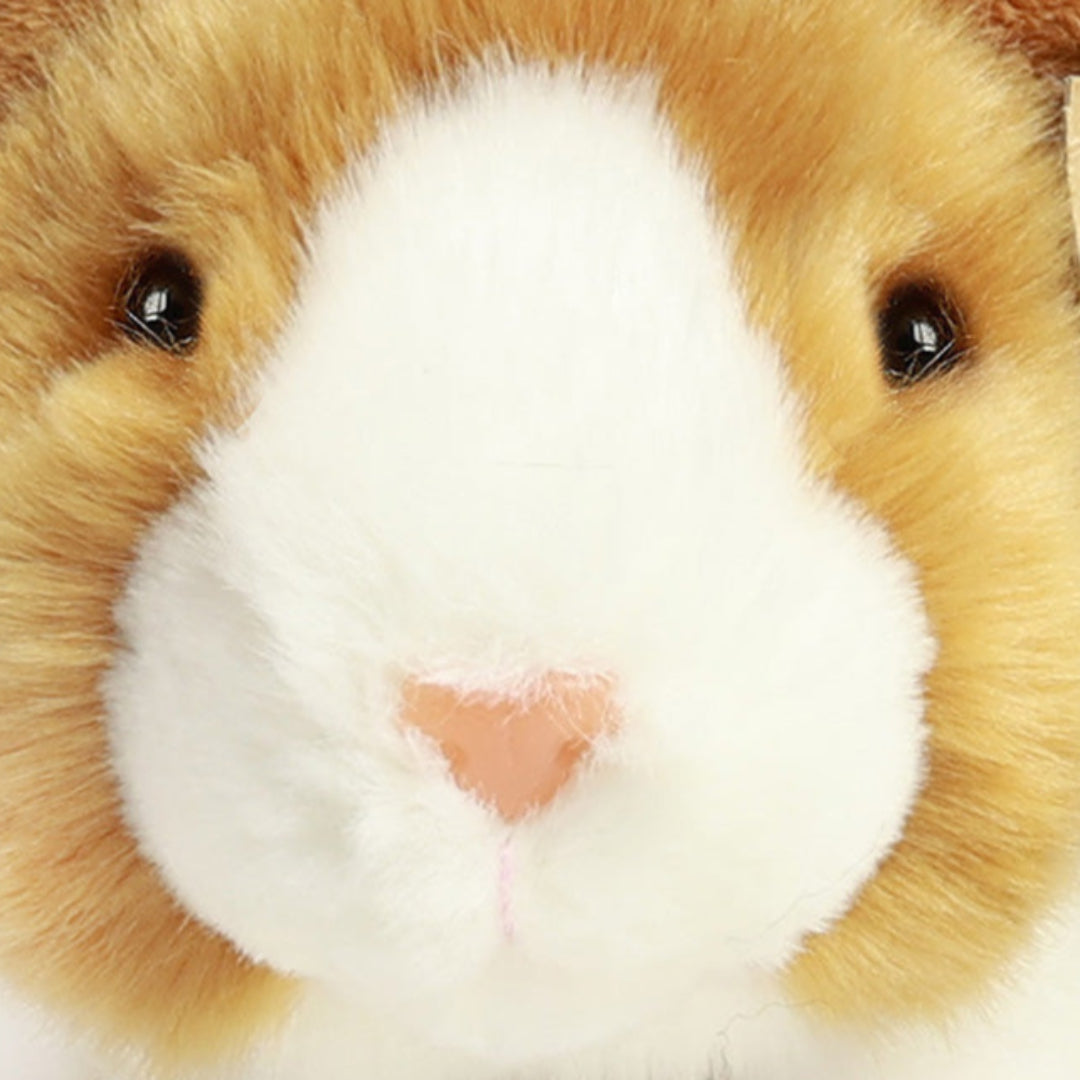 Close-up van het gezicht van de pluchen cavia.