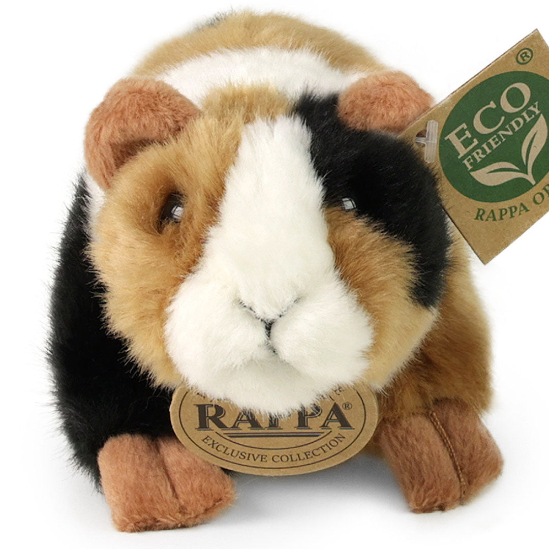Rappa pluchen cavia knuffel in veelkleurig design, recht van voren gefotografeerd.