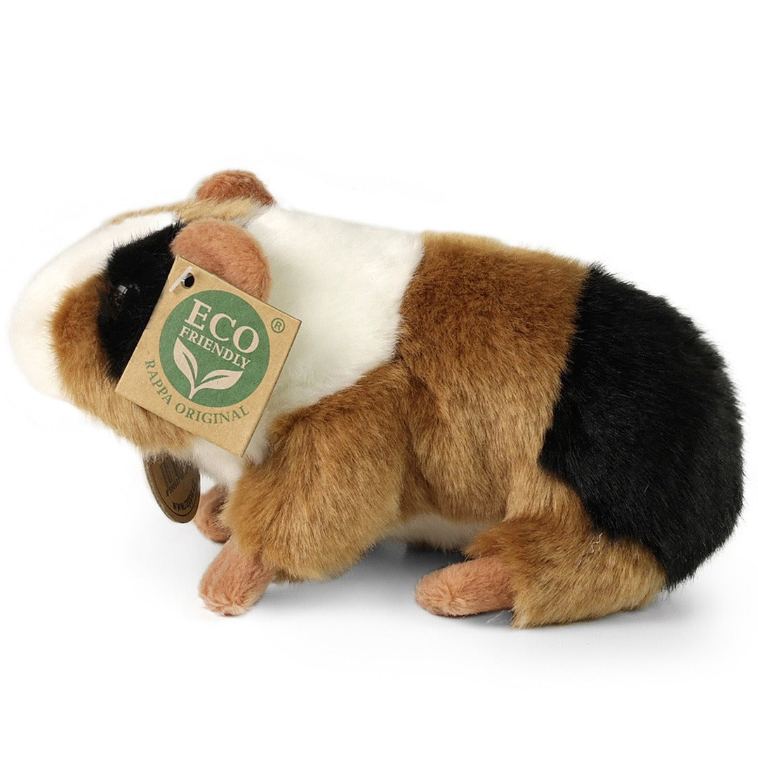 Rappa pluchen cavia knuffel in veelkleurig design, vanaf de linkerzijkant gefotografeerd.