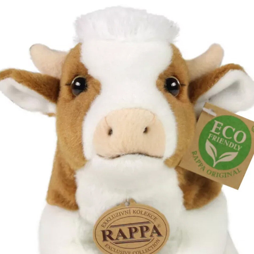 Detailopname van het gezicht van de Rappa pluchen koe.