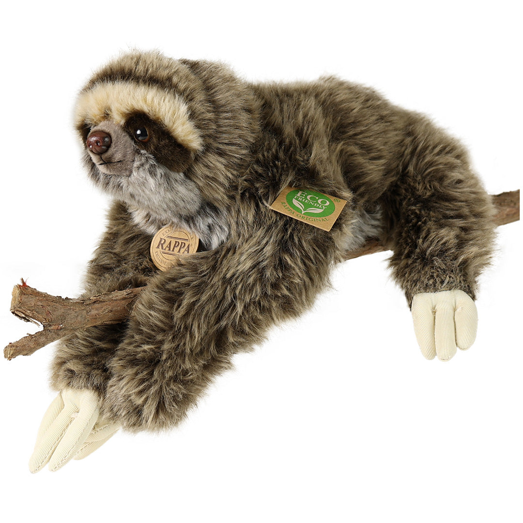 Rappa pluchen luiaard knuffel hangend aan een tak.