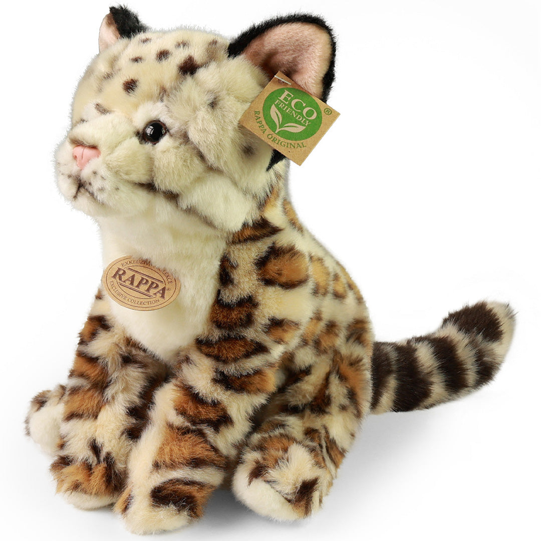 Rappa pluchen ocelot knuffel met beige en bruine vlekken, schuin van voren gezien.