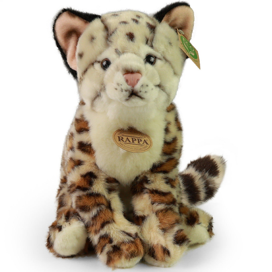 Rappa pluchen ocelot knuffel met beige en bruine vlekken, recht van voren gezien.