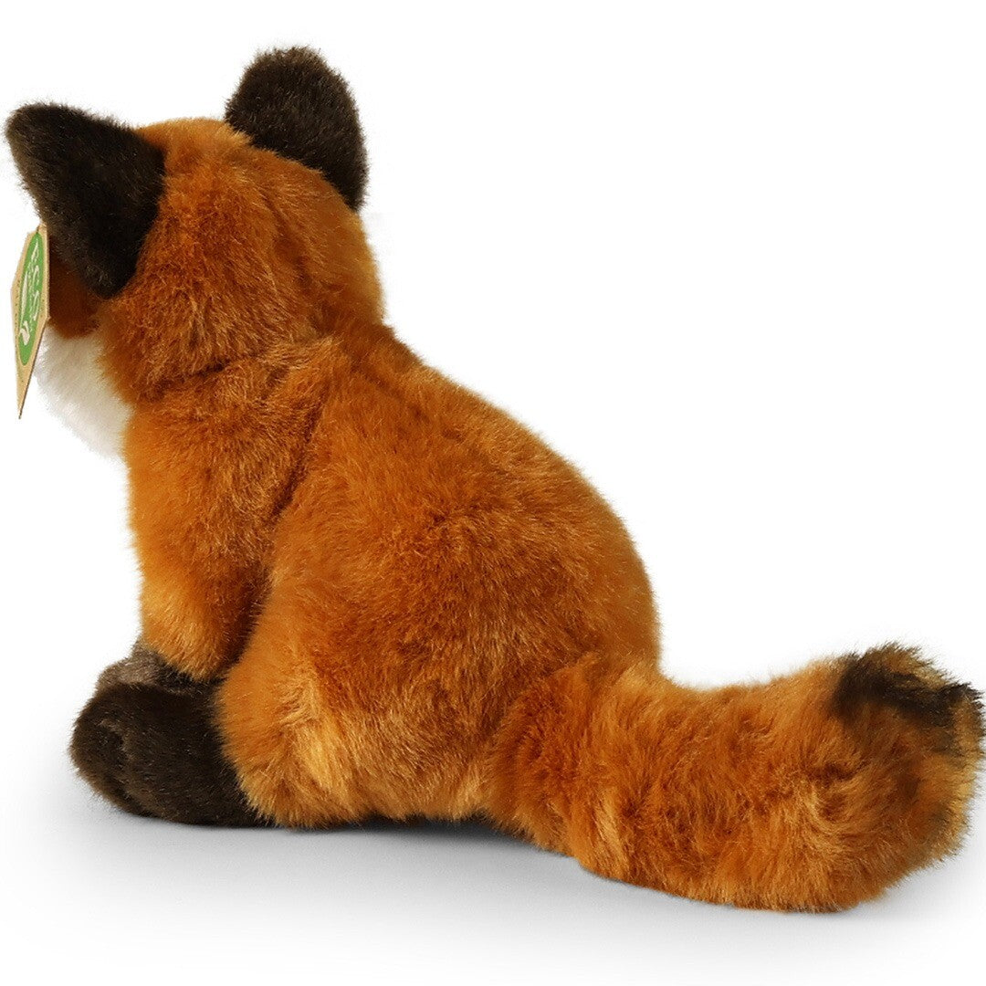 Zittende Rappa knuffelvos van achteren gezien.