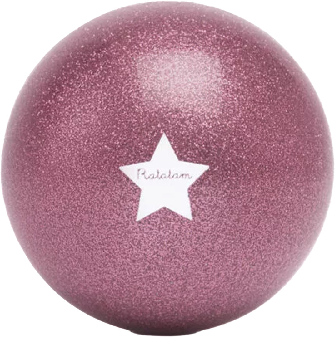 Ratatam roze glitter speelbal met witte ster en merknaam.