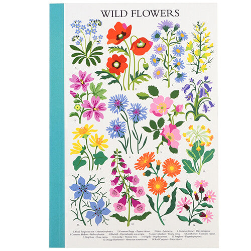 Rex London A5 schrift met een illustratie van wilde bloemen op de voorkant.