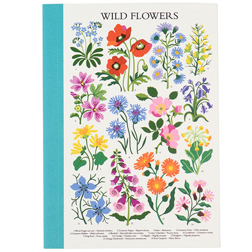 Rex London A6 notitieboekje met een illustratie van diverse wilde bloemen op de voorkant.