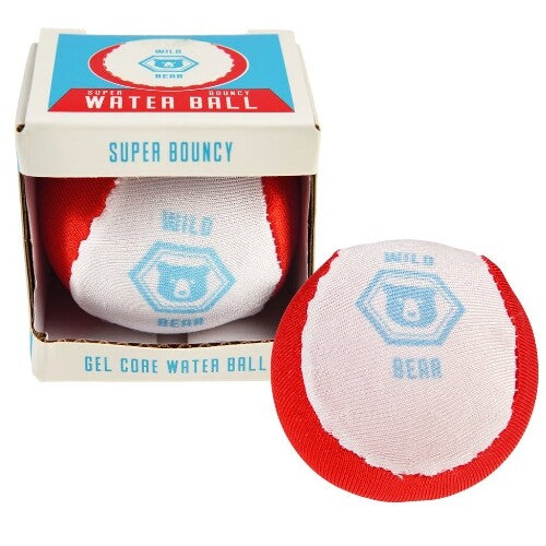 Rex London drijvende stuiterbal met Wild Bear logo, naast de open verpakking.