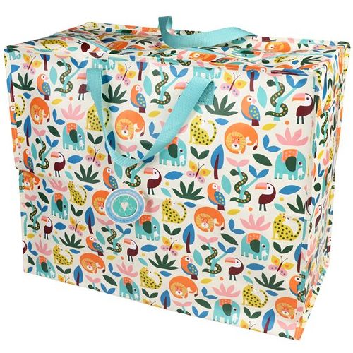 Rex London jumbo opbergtas met kleurrijk wild wonders dierenpatroon.