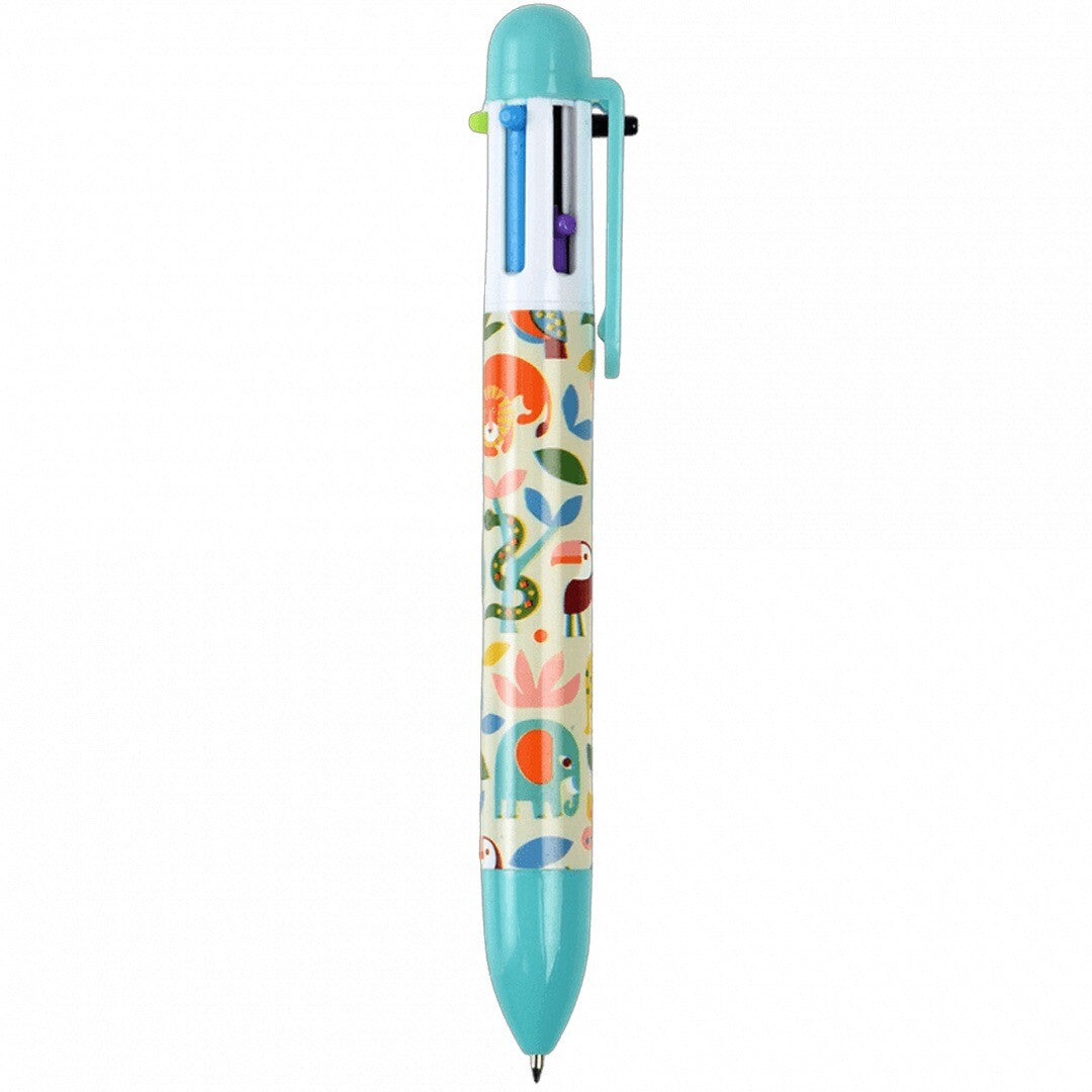 Rex London 6-in-1 kleurenpen met Wild Wonders dierenpatroon op een witte achtergrond.