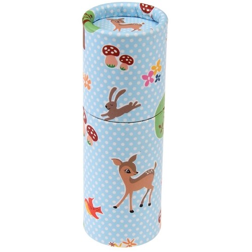 Rex London kleurpotloden set in een gesloten blauwe koker met woodland creatures patroon.