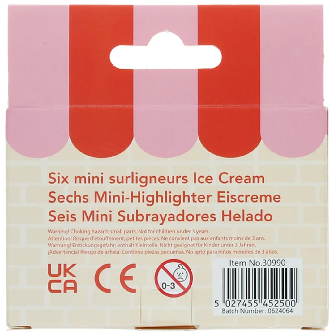 Achterkant van de Rex London verpakking voor de mini markeerstiften, met meertalige tekst en een barcode.
